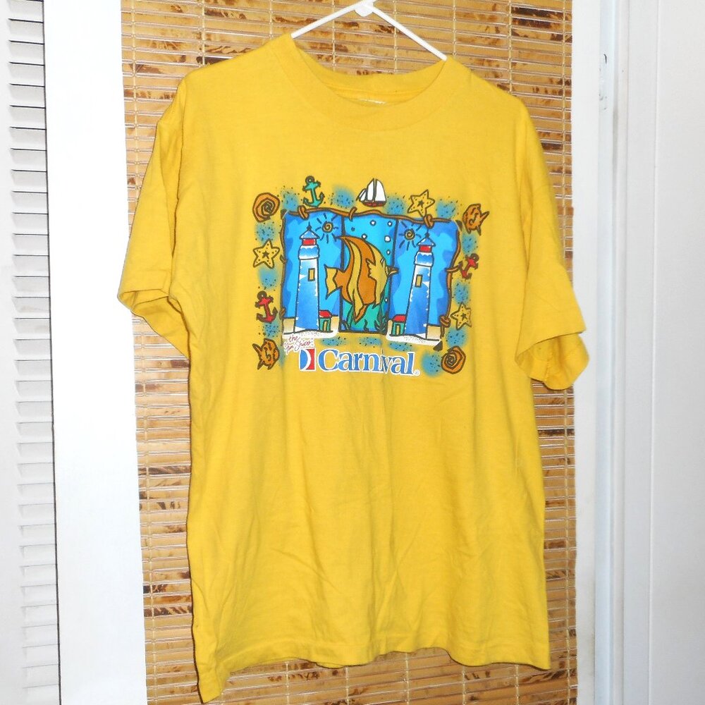 Carnival Cruise Line Yellow T-Shirt  *Size: Large (Measurements in Description)
